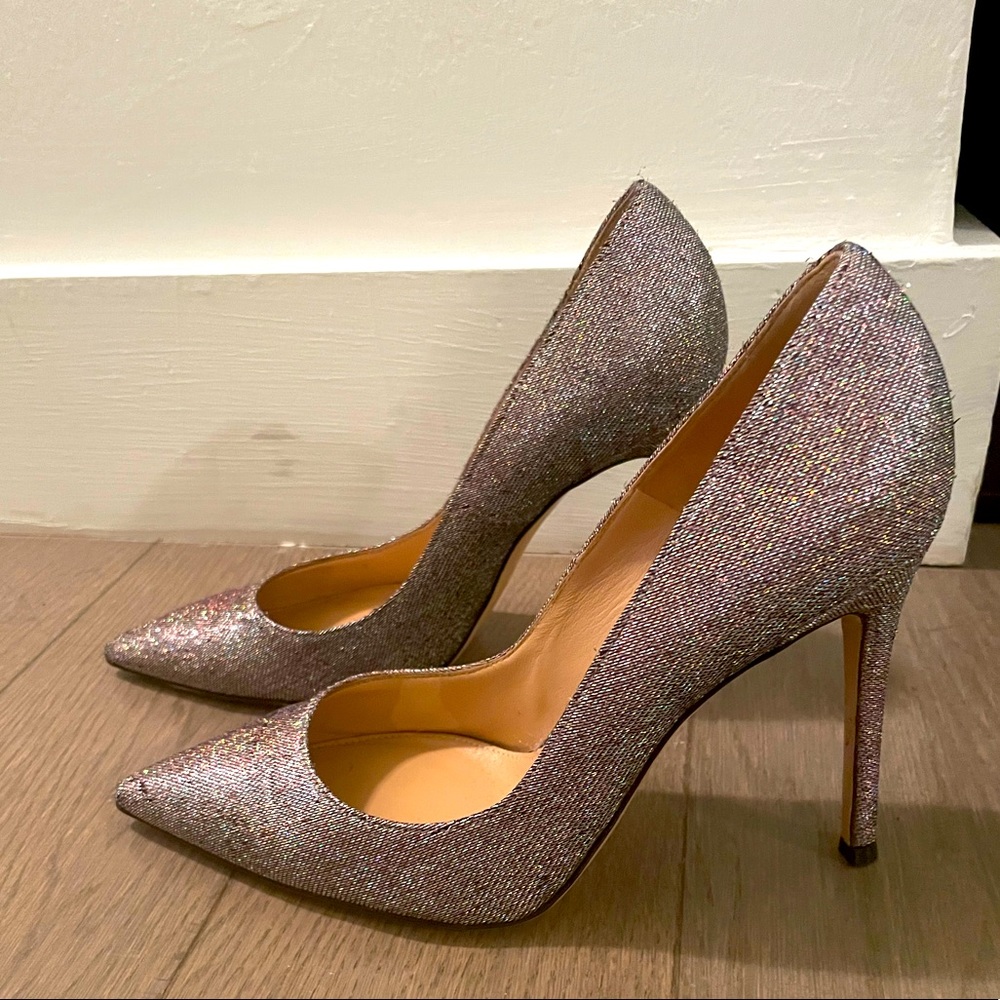 Gianvito Rossi silver holiday pointy toe shoes pumps 38